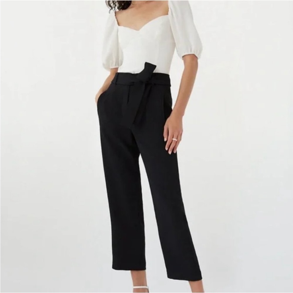 Aritzia Wilfred Tie Front High Rise Crepe Trousers Slacks Pants Black 12